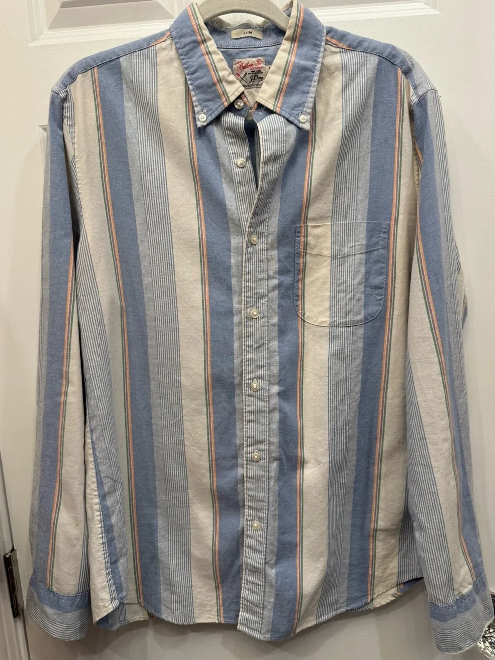 J. Crew Men's The Broken In Oxford Striped Button-Down Shirt Organic Cotton